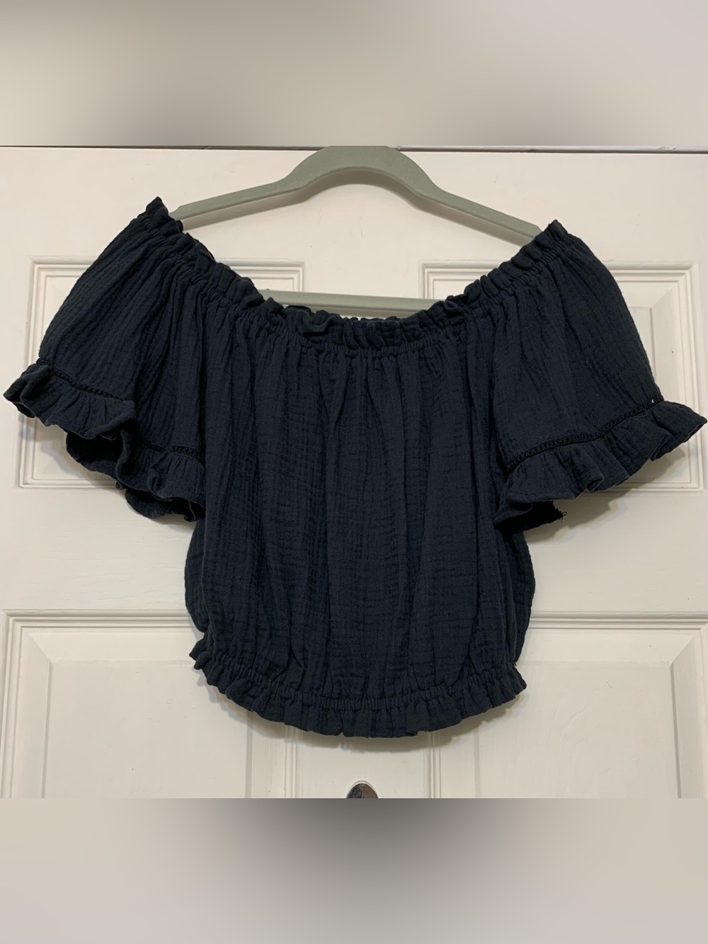 Ocean Drive Off The Shoulder Large Cotton Crop Top. 3586
